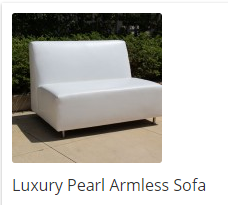 Luxury Pearl Armless Leatherette Rental Sofa